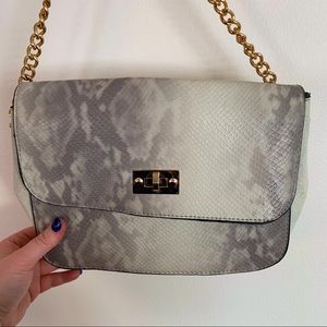 Snake-print Faux Leather Crossbody Purse